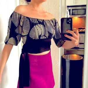 Wet Seal Retro Cropped Top, Off Shoulder with Side Tie Sz S